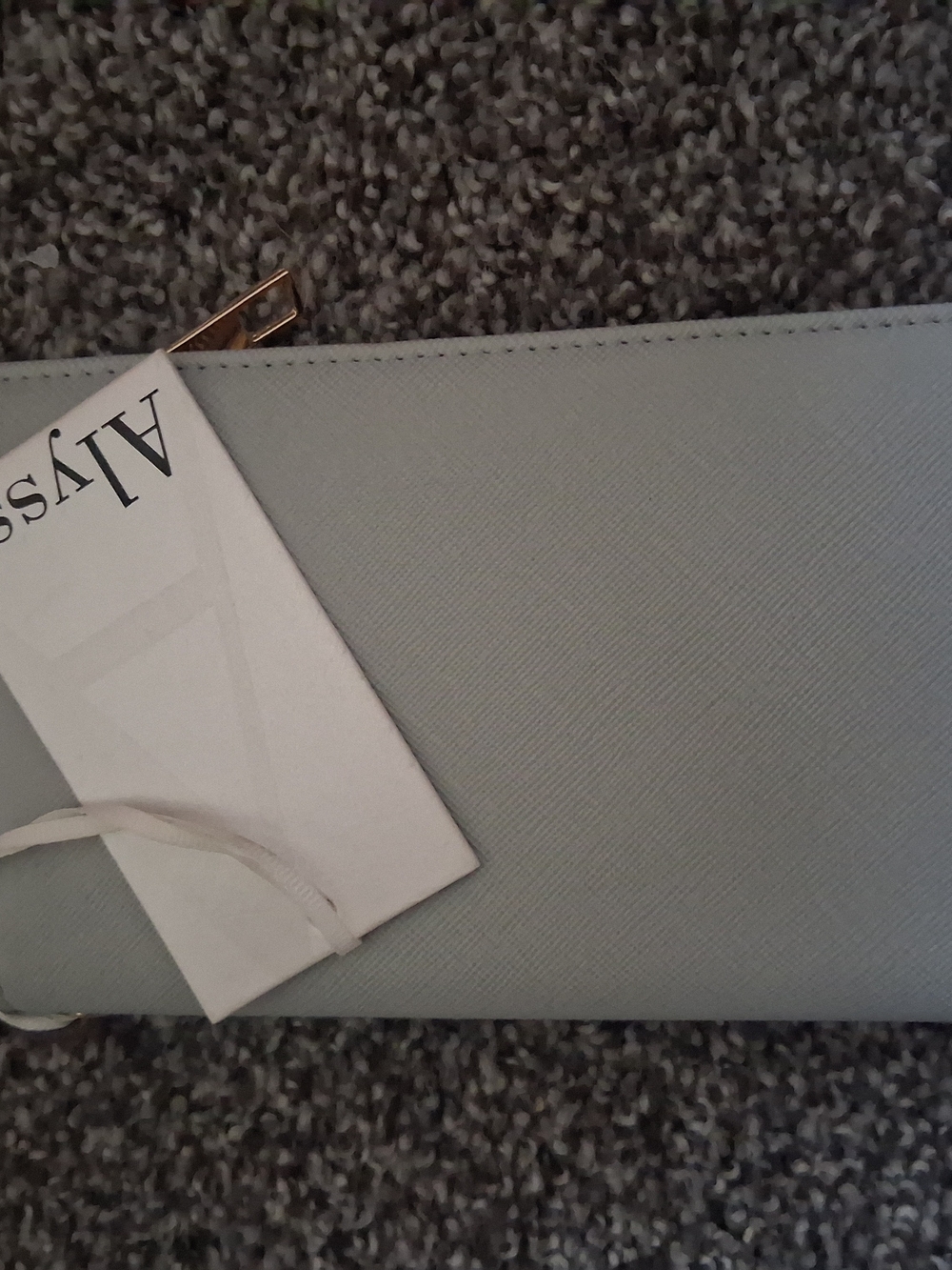 Light Blue Women's Zip Wallet with Gold Hardware